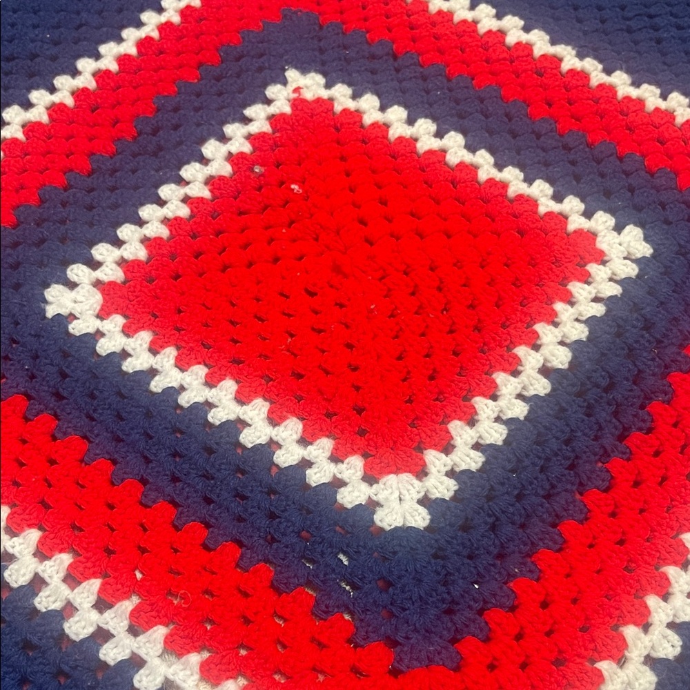 Vintage Handmade Red and Blue Blanket/Throw Bills Mafia Tailgating